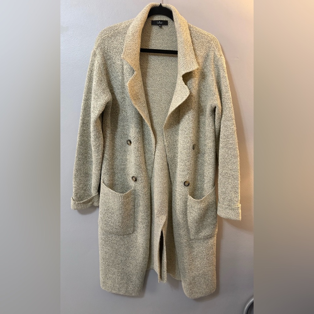 Lulu's Cream Open-Front Long Knit Cardigan - Picture 6 of 10